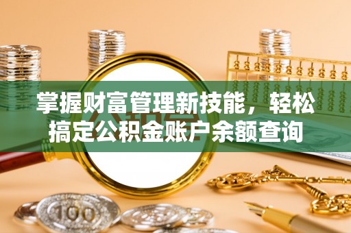 三亚掌握财富管理新技能，轻松搞定公积金账户余额查询